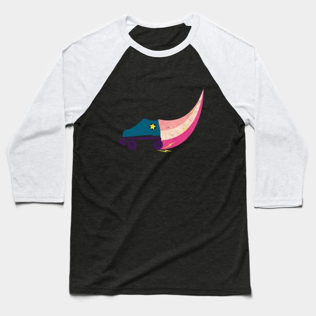 Roller Derby Skate Swoosh Design Baseball T-Shirt by gagesmithdesigns